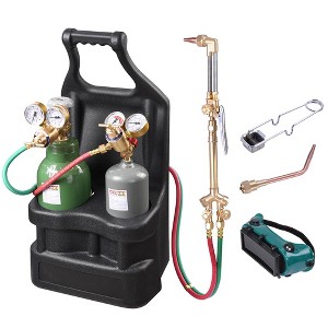 Yescom DOT Oxy Acetylene Torch Kit Gas Tank Brazing Welding Cutting Black Holder Gauge Portable Brass Nozzle Long Pipe Goggles Heavy Duty Oxygen - 1 of 4