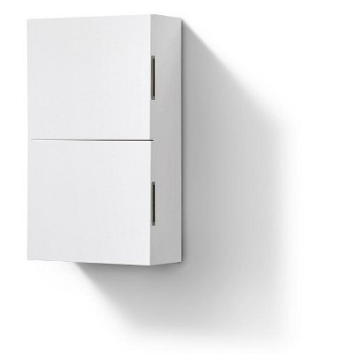 KubeBath Bliss 14Inch Wide by 24Inch High Linen Side Cabinet With One Door in Gloss White Finish