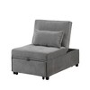 4 in 1 Adjustable Footstool Bed Stool Guest Sofa Chair, Modern Sleeper Sofa Guest Bed with Adjustable Backrest and Pillow - 2 of 4