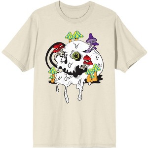 Natural World Skull And Mushrooms Men's Natural T-Shirt - 1 of 3