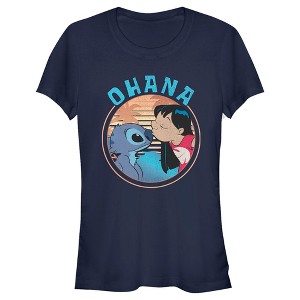 Juniors Womens Lilo & Stitch Ohana and a Kiss T-Shirt - 1 of 4