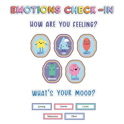 Carson Dellosa Education We Stick Together Emotions Check-In Pre-punched Bulletin Board Set, Grade PK-2 (46 pieces)