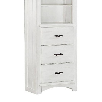 White Wood Tree House Kids' Bookshelf with Drawers