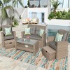 ELJGET 4-Piece Patio Furniture Set, All Weather PE Wicker Sectional Sofa with Ottoman and Cushions - 4 of 4