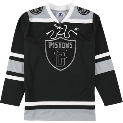STARTER Mens Detroit Pistons Jersey, Black, Large