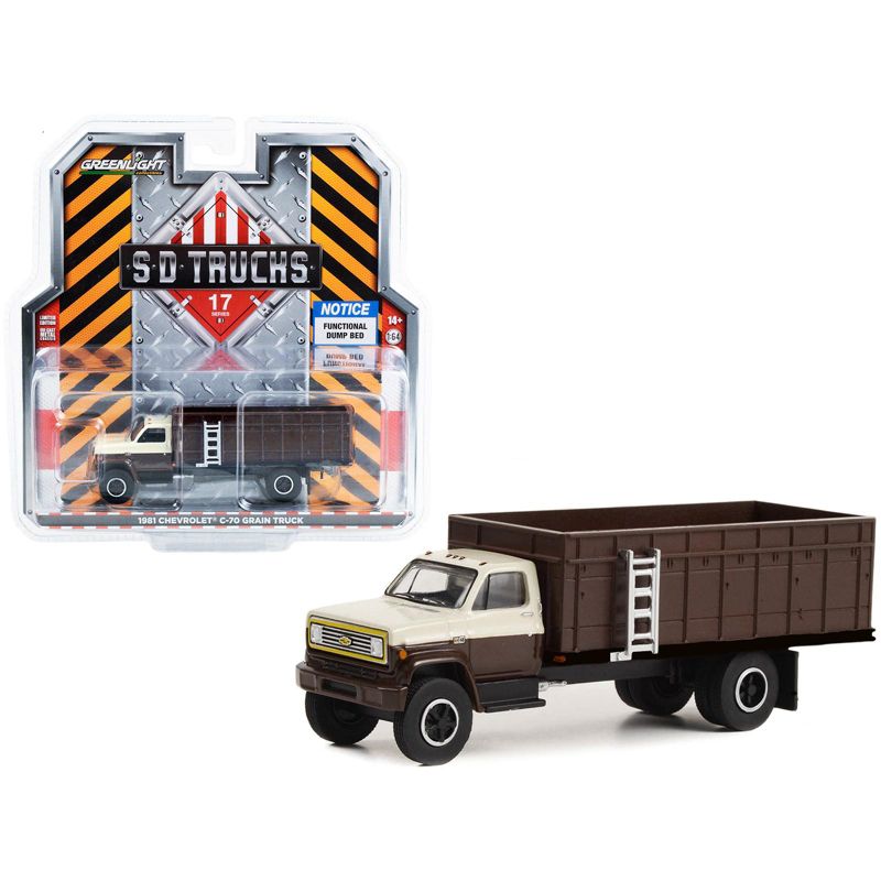 1981 Chevrolet C-70 Grain Truck Brown and Tan with Brown Bed "S.D. Trucks" Series 17 1/64 Diecast Model Car by Greenlight, 1 of 4