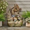 Okak 24.75IN Weather Resistant Outdoor Fountain with 3 Bears, Waterfall Fountain with LED, Freestanding Fountain for Outdoor, Brown - 2 of 4