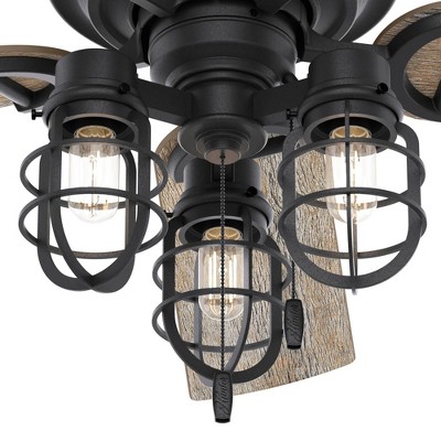 Starklake 52" Natural Iron Industrial Farmhouse Outdoor Ceiling Fan with LED Lighting