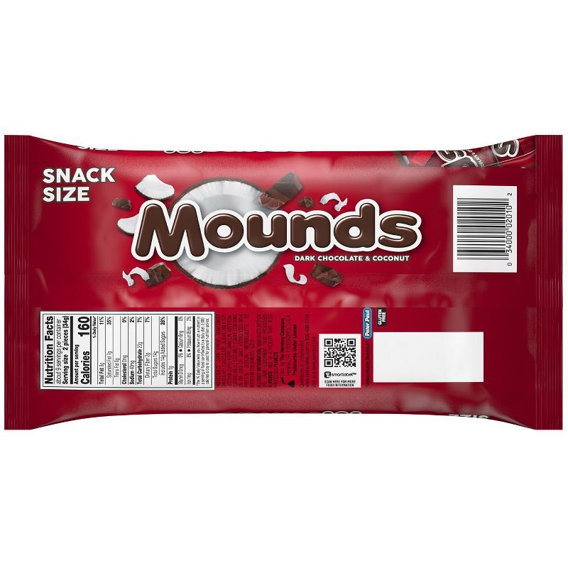 Mounds Dark Chocolate and Coconut Snack Size Candy Bars - 11.3oz, Bag, 4 of 7