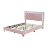 Queen Size(83.7 x 64 x 44.5 inches) Bed Frame, Tufted Headboard, Adjustable LED Lights, Metal Feets, Velvet Upholstered Platform Bed - 4 of 4
