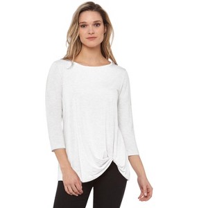 Rekucci Women’S Super Soft Knit Top With Knot Detail And 3/4 Sleeves – Eco-Friendly, Comfortable And Stylish Everyday Wear - 1 of 3