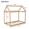 RISOKEYS Twin Size Wooden House Bed - Floor Bed with Wood Slats, House Floor Twin Bed Frame for Girls & Boys, No Box Spring Needed - Wood - 3 of 4