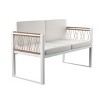 Wallmond Cushioned Outdoor Loveseat/Settee - OD1140709 - White w/ Off-White Cushions - SEI - 3 of 4