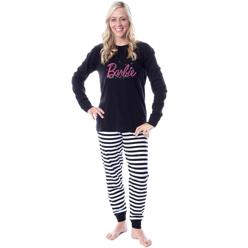 Barbie Girls' Child Stylish Best Friends Tight Fit Sleep Pajama Set Black, 1 of 4