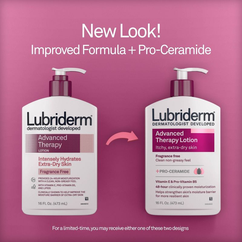 Lubriderm Advanced Therapy Moisturizing Body Lotion for Extra Dry Skin with Pro Vitamin B5 - Fragrance Free - 16 fl oz, 4 of 11