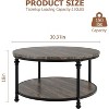Homhougo Round Coffee Table Living Room Wood Center Table with Storage Shelf Rustic Circle Coffee Table with Sturdy Metal Legs Easy Assembly - 2 of 4