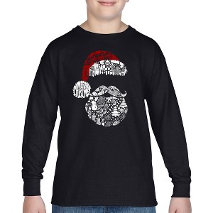 LA Pop Art Santa Pics - Boy's Word Art Long Sleeve T-Shirt - 1 of 4
