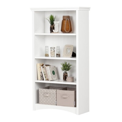 Pure White Adjustable 4-Shelf Wooden Bookcase