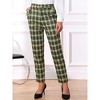 INSPIRE CHIC Women's Vintage Tartan Plaid Elastic Waist Straight Long Trousers - 3 of 4