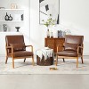 Modern Accent Chair, Solid Wood Padding Lounge Armchairs - 2 of 4