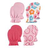 Luvable Friends Baby Girl Cotton Scratch Mittens 4pk, Pink Solid, One Size