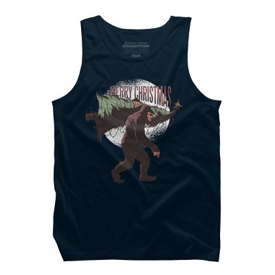 Men's Design By Humans Christmas Bigfoot By ArtStyleAlice Tank Top