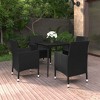 vidaXL 5 Piece Outdoor Patio Dining Set with Cushions - Robust Steel Frame, Poly Rattan - Includes Table, 4 Chairs - Black - 2 of 4