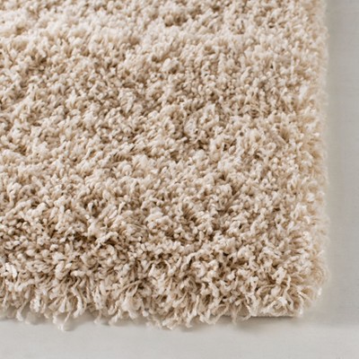 Ivory Synthetic Square Shag Area Rug 6'7"