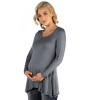24seven Comfort Apparel Womens Long Sleeve Solid Color Swing Style Flared Maternity Tunic Top - 2 of 4