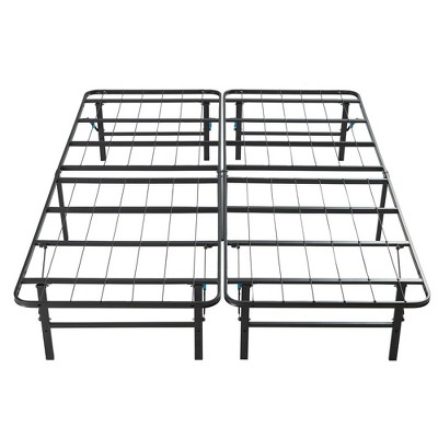 Foldable Black Metal Queen Platform Bed Frame, 14 Inches High
