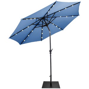 Costway 9ft Market Patio Umbrella w/Solar Lights & 40 LBS Steel Umbrella Stand - 1 of 4