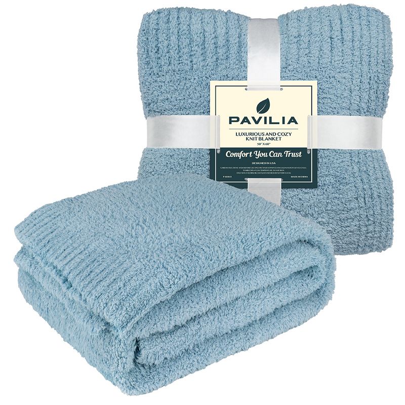 PAVILIA Plush Knit Throw Blanket for Couch Sofa Bed, Super Soft Fluffy Fuzzy Lightweight Warm Cozy All Season, 2 of 8