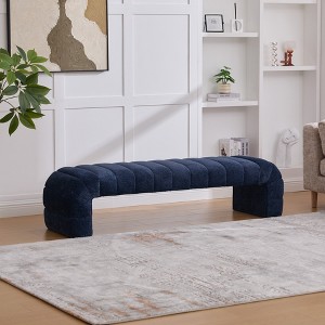 Hrinhom 69.7"W Chenille Bench, Channel Tufted Ottoman, Bed Bench - 1 of 4