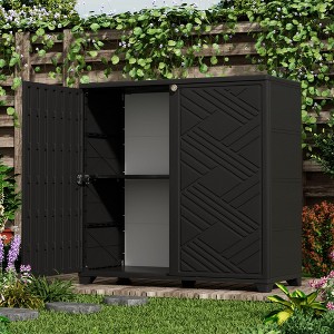 Decksplore Outdoor Storage Shed Weather Resistance, Horizontal Outdoor Storage Box Cabinet for Garden, Patios, Backyards - 1 of 4