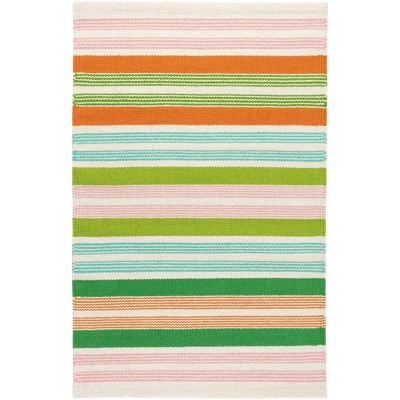 Spring Stripe Handwoven Cotton and Synthetic Reversible Rug 4' x 6'