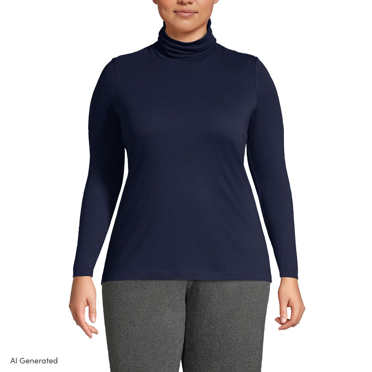 Lands' End Women's Supima Cotton Fitted Long Sleeve Turtleneck - thumbnail 10