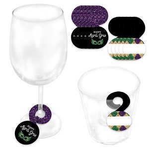 Big Dot of Happiness Mardi Gras - Masquerade Party Paper Beverage Markers for Glasses - Drink Tags - Set of 24 - 1 of 4
