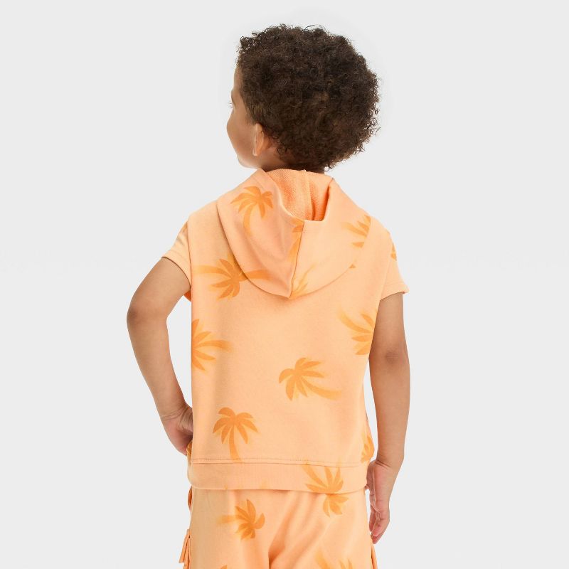 Grayson Mini Toddler Boys' French Palm Tree Hoodie T-Shirt - Orange, 2 of 5