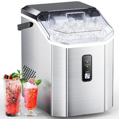 ZAFRO Nugget Ice Maker Countertop, Portable Ice Makers with Soft Chewable Ice, 34lbs/24H, One-Click Operation, Auto-Cleaning,  with Basket and Scoop