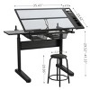 Standing Desk Modern with Adjustable Glass Top and Metal Drawers for Home Studio 38in Wide-3irtyhousy - 4 of 4
