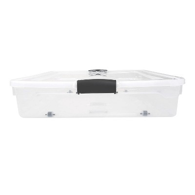 Clear Stackable Plastic Underbed Storage Boxes with Lids, 6-Pack