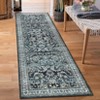 Faux Wool Vintage Distressed Floral Printed Area Rug  Ultra Thin Machine Washable Non Slip Stain Resistant Non Shedding Pet Friendly Floor Rug - 4 of 4