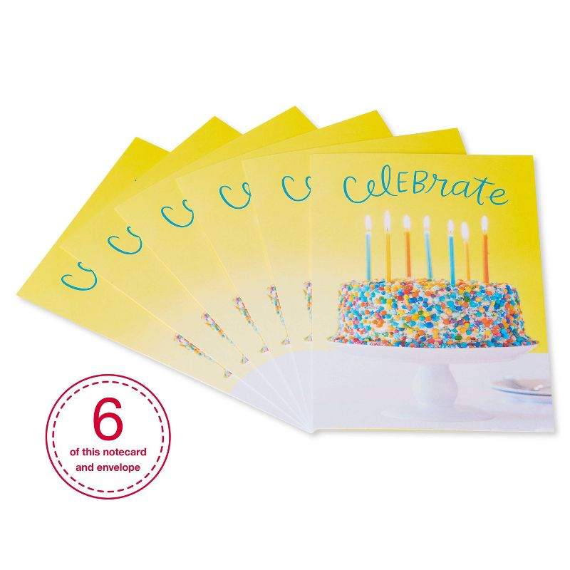 6ct Birthday Cards Celebrate Cake, 1 of 9