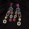 Vintage Rectangle Teardrop Chandelier Earrings, Art Deco Wedding Austrian Crystal Drop Dangle Earrings for Women Party Prom - 4 of 4