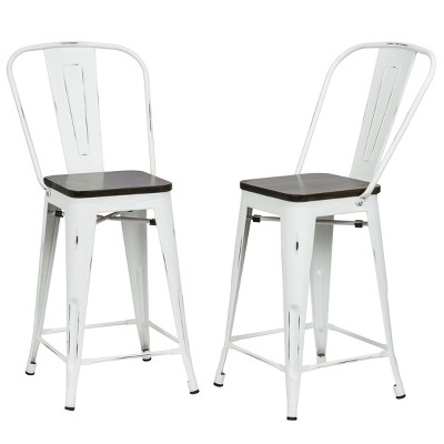 24 Reed Wood Seat Counter Height, 24 Inch White Metal Bar Stools