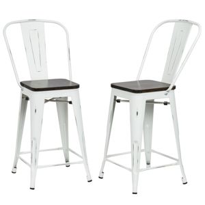 Set Of 2 24 Reed Wood Seat Counter Height Barstools Matte White Carolina Chair Table Target