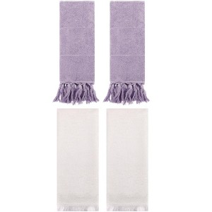 REGALWOVEN 4 Packs Cotton Absorbent Soft Turkish Hand Towels with tassel for Bathroom - 1 of 4