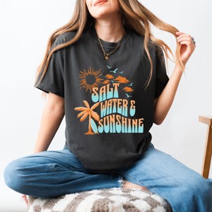 Simply Sage Market Salt Water And Sunshine Garment Dyed Tee - L - Pepper - 1 of 4