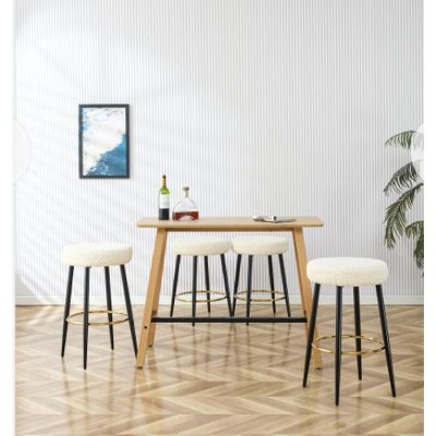 24" Counter Height Bar Stools Set of 2, Round PU Upholstered Bar Stools with Footrest for Kitchen Island, Dinning Room, Coffee Shop, Bar, Home Balcony