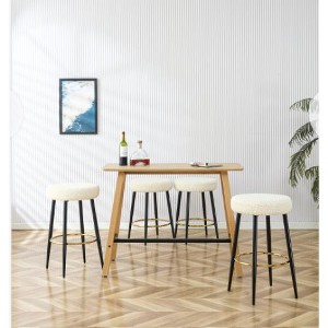 24" Counter Height Bar Stools Set of 2, Round PU Upholstered Bar Stools with Footrest for Kitchen Island, Dinning Room, Coffee Shop, Bar, Home Balcony - 1 of 4